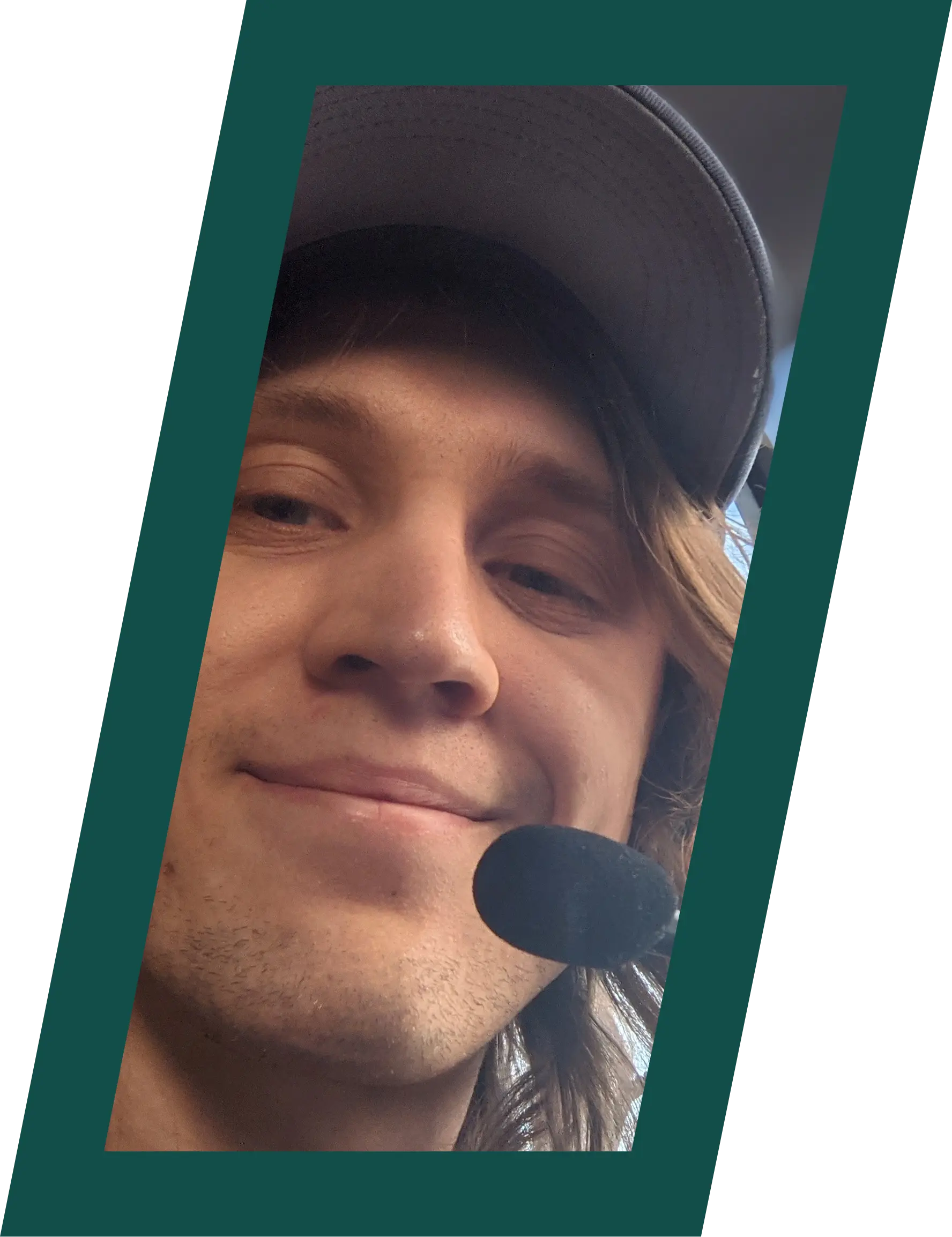 A selfie of myself in an aircraft wearing a headset!