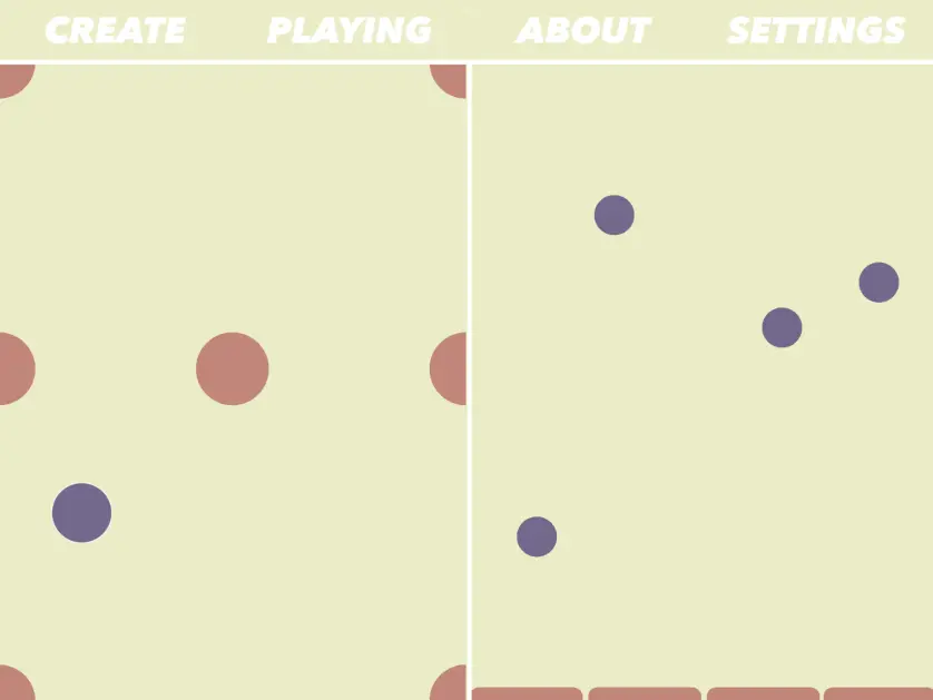 Visual mockup for Clum.sy featuring a floating gradient bass ball on one side of an iPad screen and a four balls bouncing on key pads on the right side of the screen.